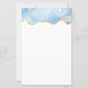 Papier Élégant Cool Bleu Agate avec ruban Parties scintil