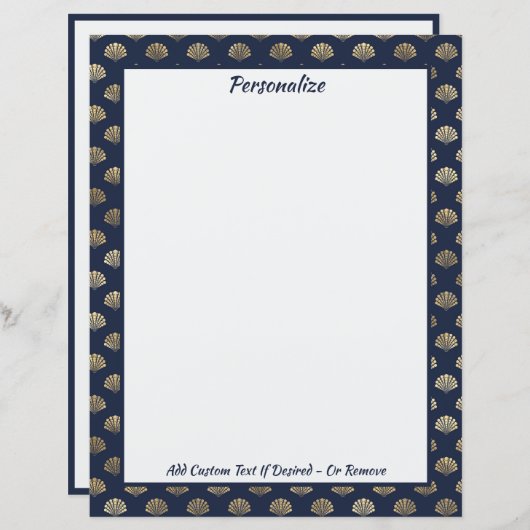 Papier Elégant Coquillages Or Ocean Beach Thème (Devant / Derrière)