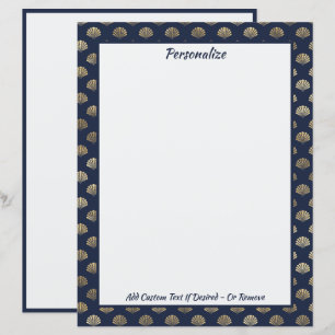 Papier Elégant Coquillages Or Ocean Beach Thème