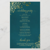 Papier Elegant Dark Teal & Gold Budget Wedding Program (Dos)