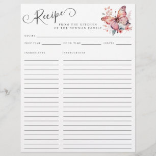 Papier Élégant de la cuisine de la recette de papillon ro