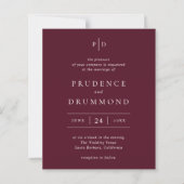 Papier Elegant Deep Burgundy Classic Wedding Invitation (Devant)