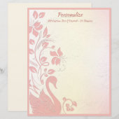 Papier Elégant design floral de cygne rose Personnaliser (Devant / Derrière)