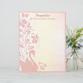 Papier Elégant design floral de cygne rose Personnaliser (Debout devant)
