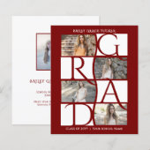 Papier Élégant Diplômé 5-Photo Dark Red Graduate (Devant / Derrière)