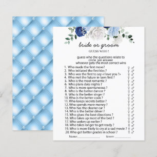 Papier Elégant Dusty Blue Floral marié ou marié jeux Pap