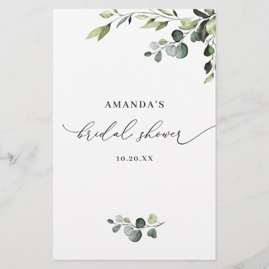 Papier Elégant Eucalyptus Aquarelle Voeux & Conseil Card (Dos)