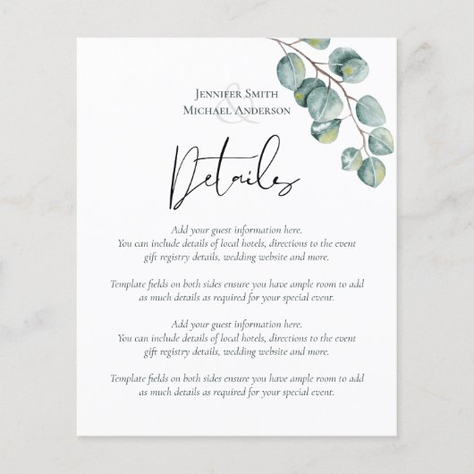 Papier Elégant Eucalyptus Détails Mariage Boîtier (Devant)