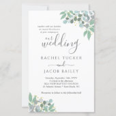 Papier Elégant Eucalyptus Dusty Blue Faire-part de mariag (Devant)