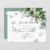 Papier Elégant Eucalyptus Mariage de verdure Dates de sau (Devant / Derrière)