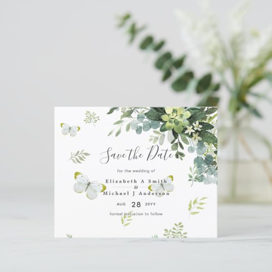 Papier Elégant Eucalyptus Mariage de verdure Dates de sau (Debout devant)