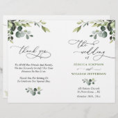 Papier Elégant Eucalyptus Watercolor Boho Wedding Program (Devant / Derrière)