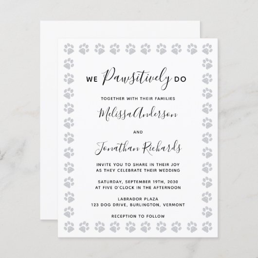 Papier Élégant Faire-part de mariage budgétaire Empreinte (Devant / Derrière)