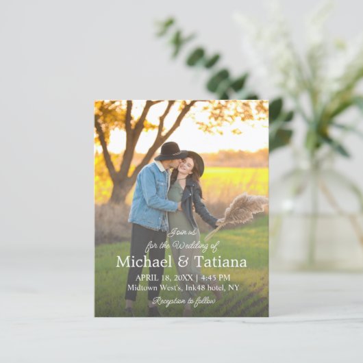 Papier élégant faire-part de mariage de photo en script s (Debout devant)