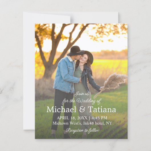 Papier élégant faire-part de mariage de photo en script s (Devant)