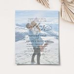 Papier Élégant Faire-part de mariage photo Script<br><div class="desc">Cet élégant Wedding Invitation présente un texte de calligraphie de script de balayage jumelé à un serif élégant et moderne sans police en noir,  avec une photo superposée sur le devant et une deuxième photo sur le dos avec un monogramme personnalisable. Éléments correspondants disponibles.</div>