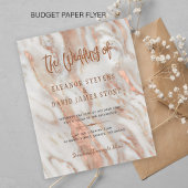 Papier Élégant faire-part de mariage rose en marbre doré 