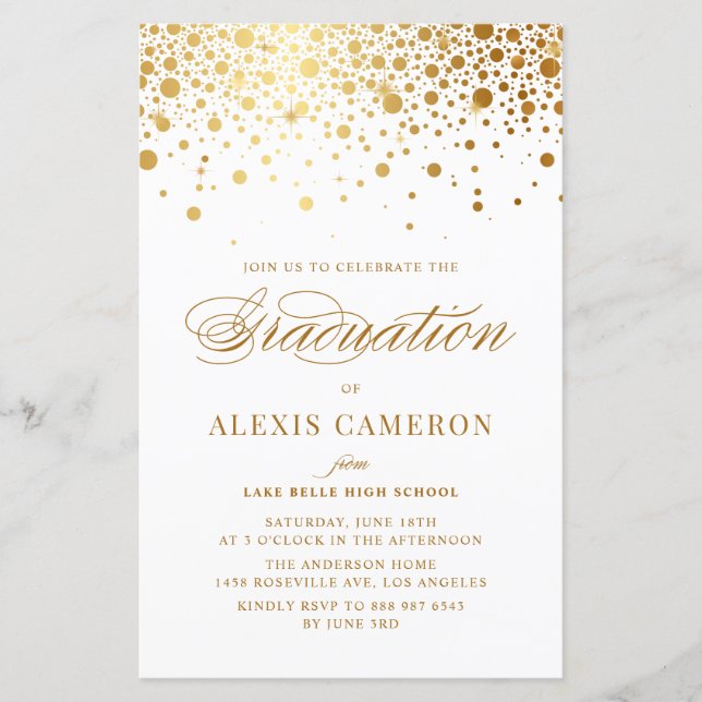 Papier Élégant Faux Gold Foil Confetti Invitation (Devant)