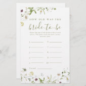 Papier Élégant Fleur sauvage boho quel âge était le jeu d (Devant / Derrière)