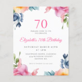 Papier Elégant Floral 70e Anniversaire Budget Invitation (Devant)