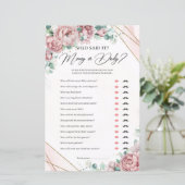 Papier Elégant floral blush or verdure maman ou papa (Debout devant)