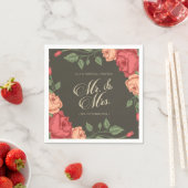 Papier Élégant floral M & Mme mariage | Serviette en papi (En situation)