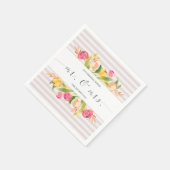 Papier Élégant floral mariage M & Mme | Serviette en papi (Coin)