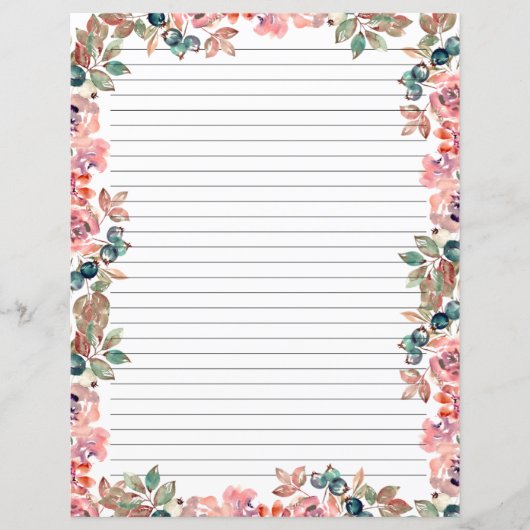 Papier Elegant Floral Monogram Stationery Paper (Devant)