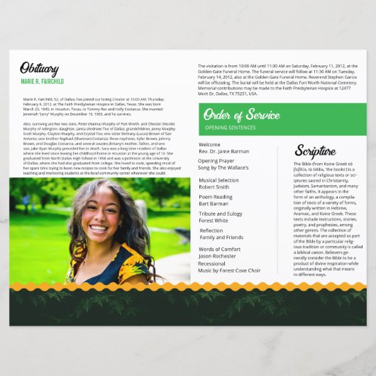Papier Elegant Funeral Program Template (Dos)