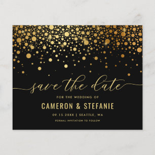 Papier Elégant Gold Foil Confetti Black Enregistrer la da
