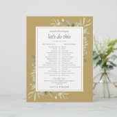 Papier Elegant Gold Green Calendrier Mariage (Debout devant)