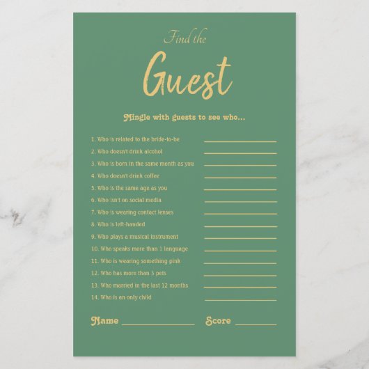 Papier Elégant Gold Green Fête des mariées Tropical Jeu (Dos)