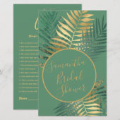 Papier Elégant Gold Green Fête des mariées Tropical Jeu (Devant / Derrière)