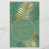 Papier Elégant Gold Green Fête des mariées Tropical Jeu (Devant)