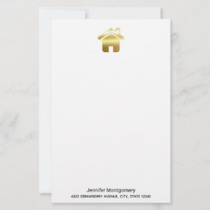 Papier Elegant Gold House Symbole Real Estate Design