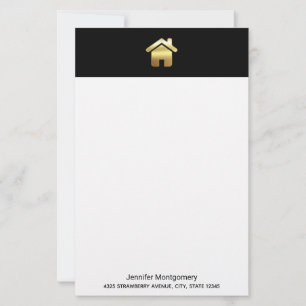 Papier Elegant Gold House Symbole Real Estate Design