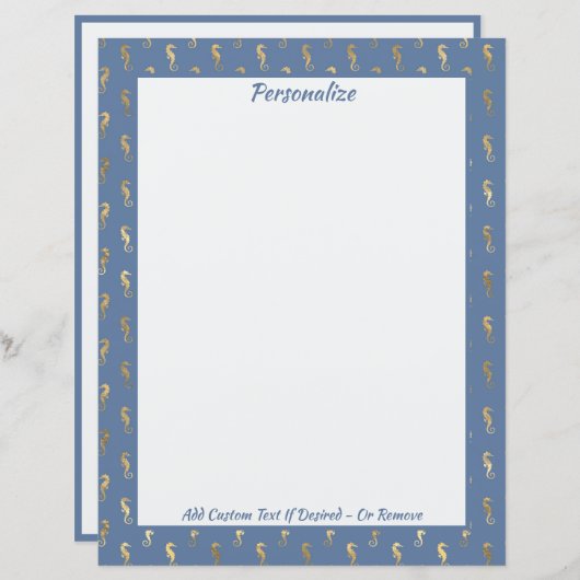 Papier Elégant Gold Seahorses Ocean Beach Thème (Devant / Derrière)