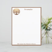 Papier Elegant Gold Tree of Life Spiritual Zen (Debout devant)