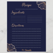 Papier Elégant Golden Tropical personnalisé Recette modèl (Devant)