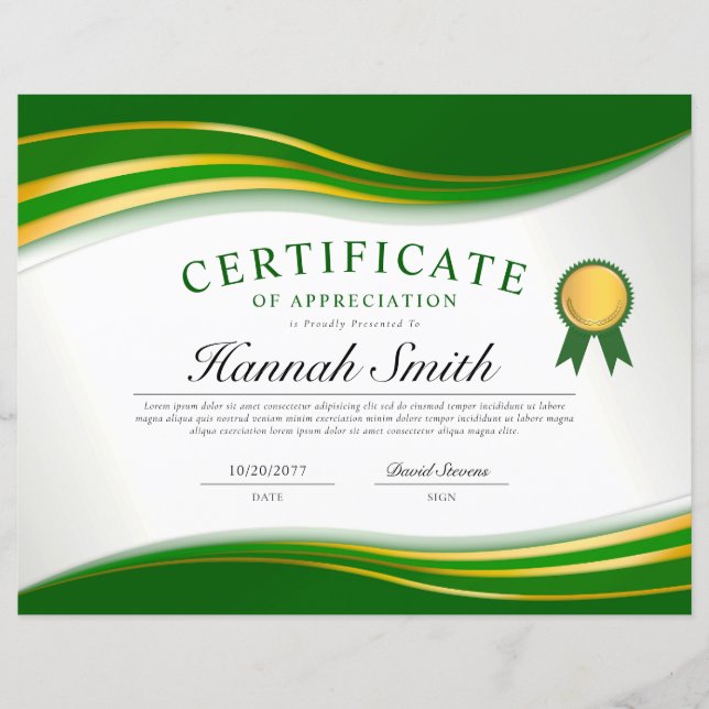Papier Elegant Green Gold Professional Award (Devant)