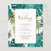 Papier Elégant Green Gold Tropical Island Mariage invite (Devant)