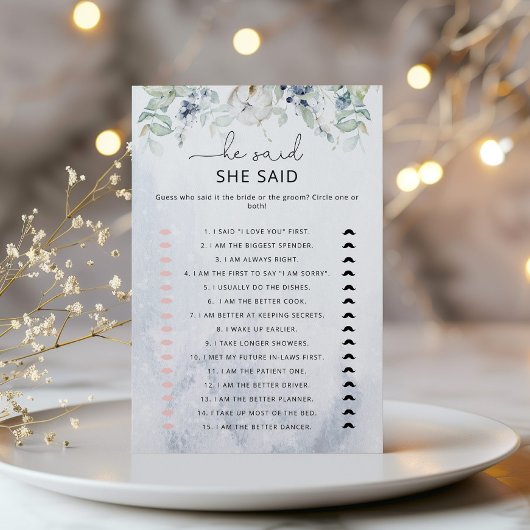 Papier Elégant hiver Il dit qu'elle a dit jeu de la nupti