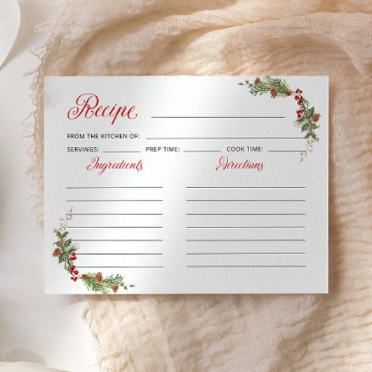 Papier Elegant Holiday Bridal Shower Recipe Card