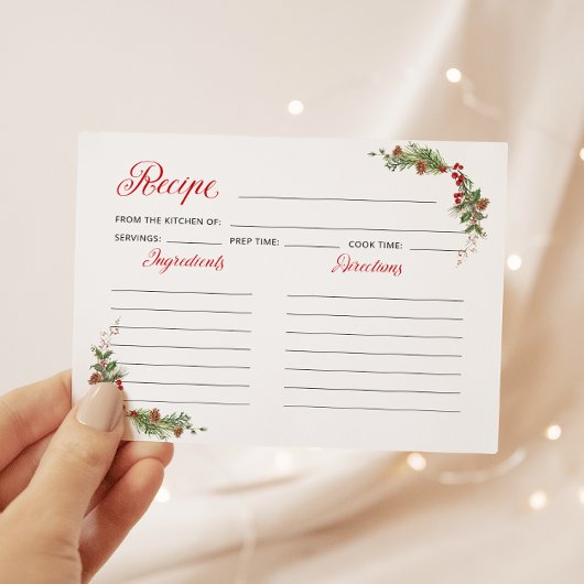 Papier Elegant Holiday Bridal Shower Recipe Card