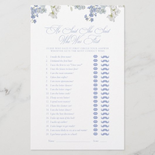 Papier Élégant, Il A Dit Qu'Elle A Dit Blue Script Showga (Devant)