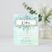 Papier Élégant Invitation BUDGET Eucalyptus Bleu Vert Sim (Debout devant)