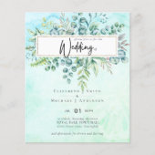 Papier Élégant Invitation BUDGET Eucalyptus Bleu Vert Sim (Devant)