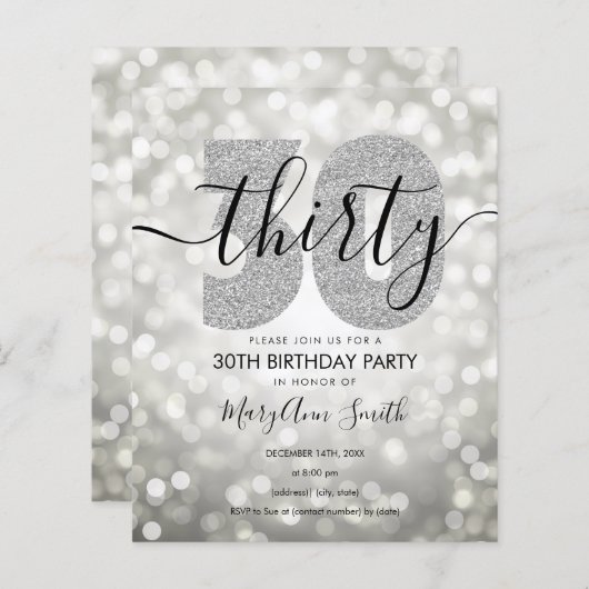 Papier Élégant Invitation de fête d'anniversaire de l'Arg (Devant / Derrière)