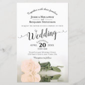 Papier Élégant ivoire Pêche Rose Faire-part de mariage BU (Devant)