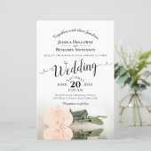Papier Élégant ivoire Pêche Rose Faire-part de mariage BU (Debout devant)